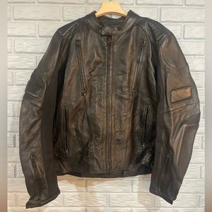 Mens Wilsons Leather Motorcycle Jacket XXL Thinsulate Lined W/ Pads & Zipper